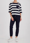 Monari Striped with Pocket Detail Top, White and Navy