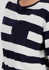 Monari Striped with Pocket Detail Top, White and Navy