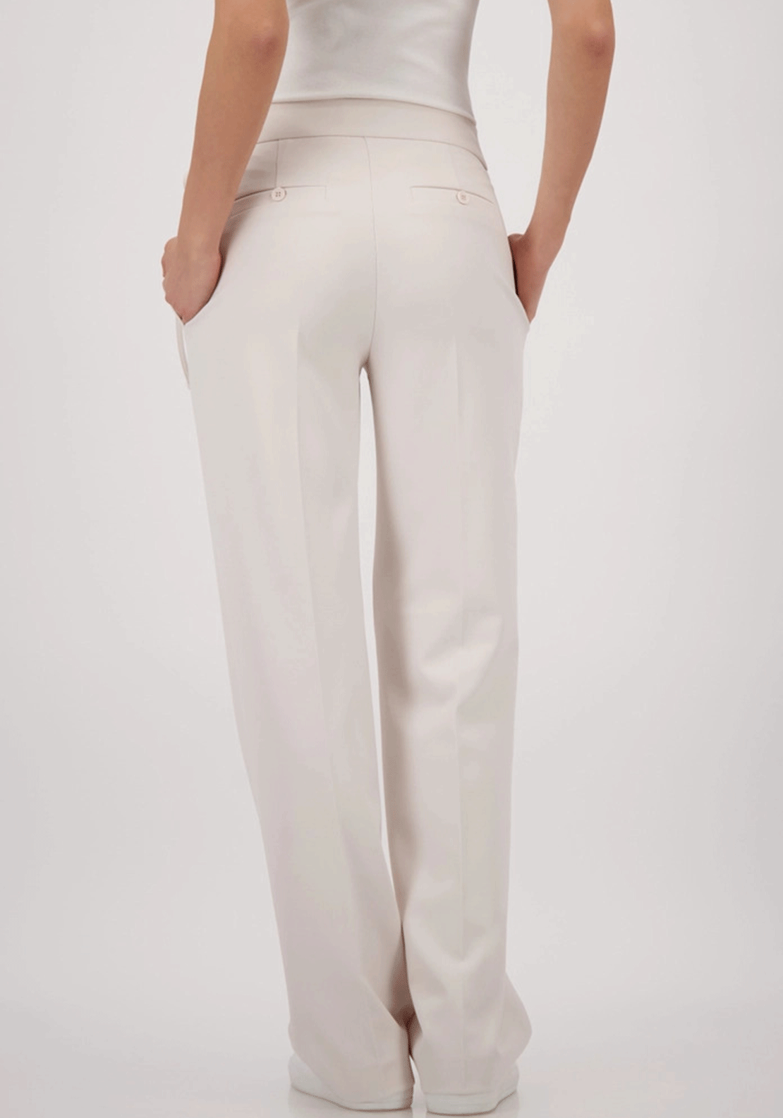 Monari Tie Belt Straight Leg Trousers, Cream