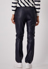 Monari Faux Leather Straight Cut Trousers, Navy