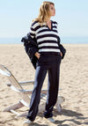 Monari Elasticated Waist Straight Leg Trousers, Navy