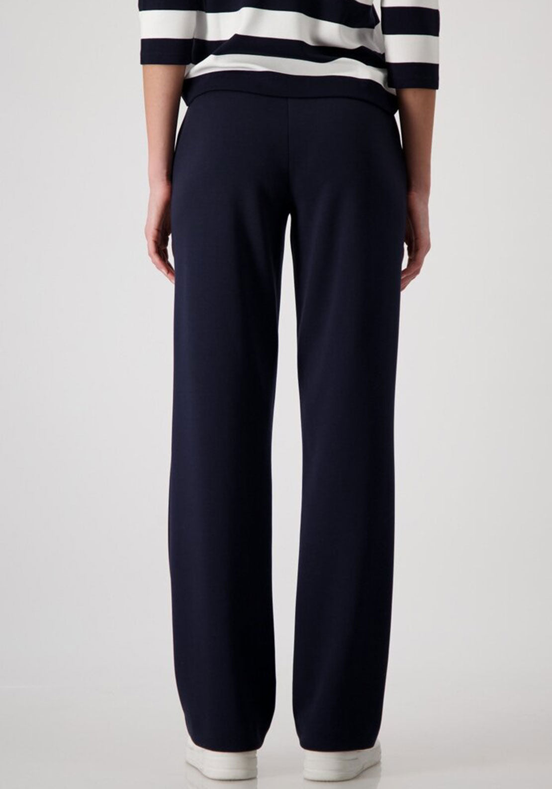 Monari Elasticated Waist Straight Leg Trousers, Navy
