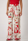 Monari Polaroid Print Wide Leg Trousers, Beige and Red