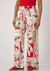 Monari Polaroid Print Wide Leg Trousers, Beige and Red