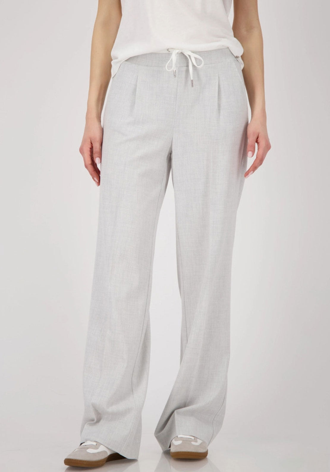 Monari Straight Leg Elastic Waist Trousers, Grey