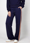 Monari Stripe Side Wide Leg Trousers, Navy