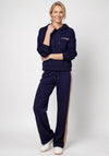Monari Stripe Side Wide Leg Trousers, Navy