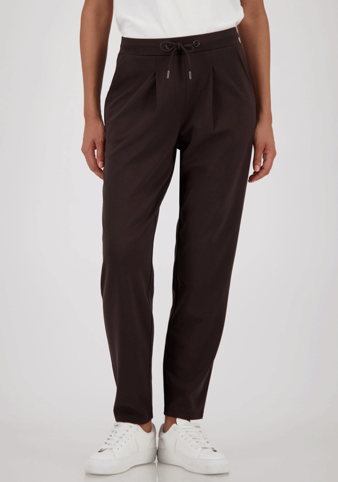 Monari Slim Leg Drawstring Trousers, Brown