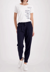 Monari Slim Leg Drawstring Trousers, Navy