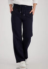 Monari Doppelbund Wide Leg Trousers, Navy