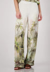 Monari Tropical Print Palazzo Trousers, Cream Multi