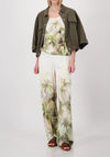 Monari Tropical Print Palazzo Trousers, Cream Multi