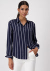 Monari Satin Striped Blouse, Navy