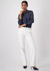 Monari Satin Striped Blouse, Navy