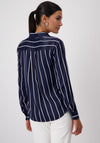 Monari Satin Striped Blouse, Navy