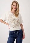 Monari Rhinestone Butterfly Print T-Shirt, Beige