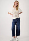 Monari Rhinestone Butterfly Print T-Shirt, Beige
