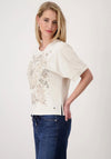 Monari Rhinestone Butterfly Print T-Shirt, Beige