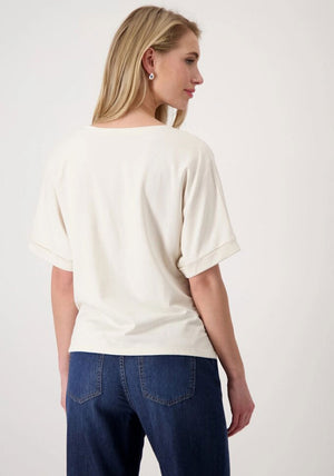Monari Rhinestone Butterfly Print T-Shirt, Beige