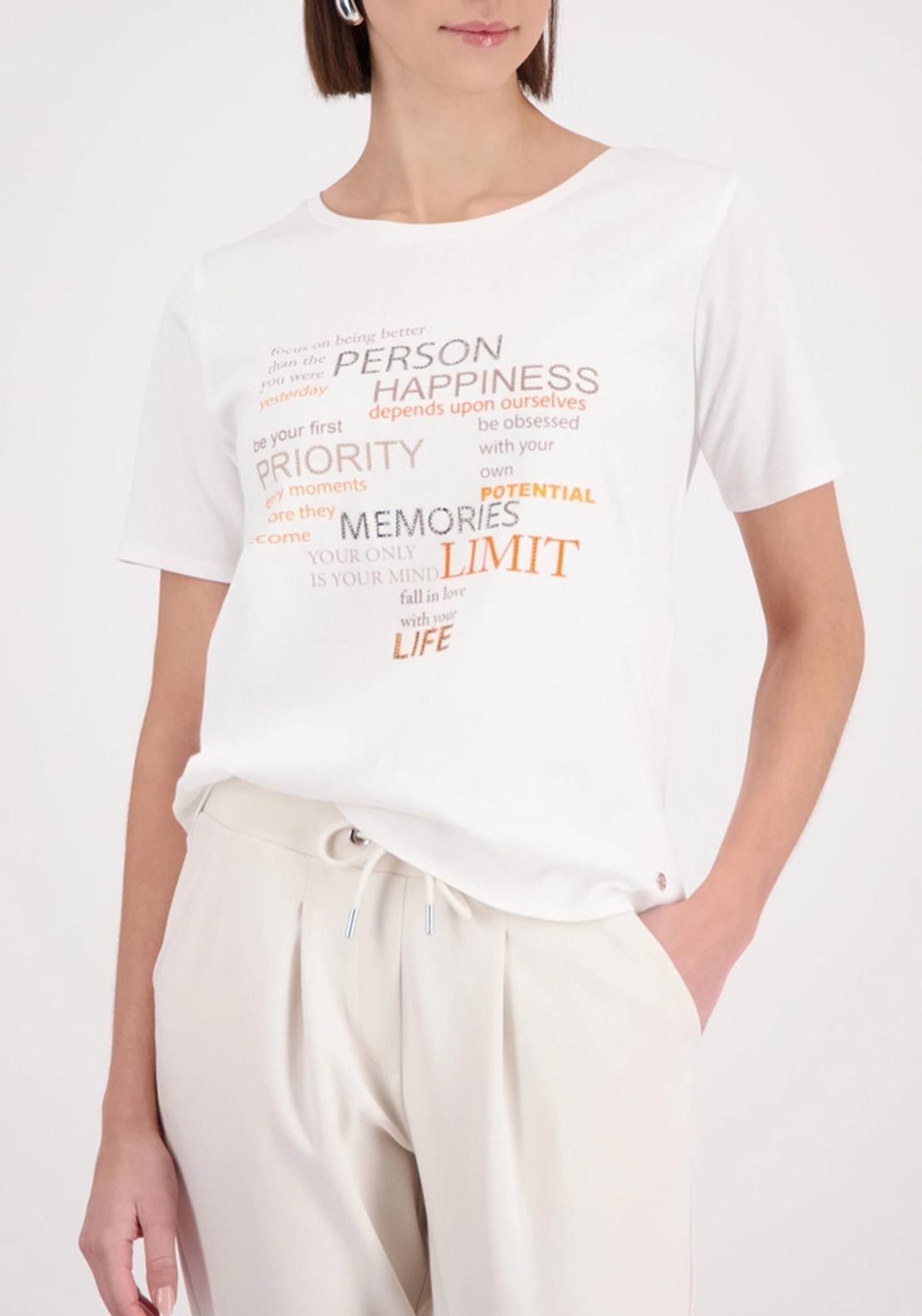 Monari Text Print T-Shirt, Beige