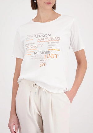 Monari Text Print T-Shirt, Beige