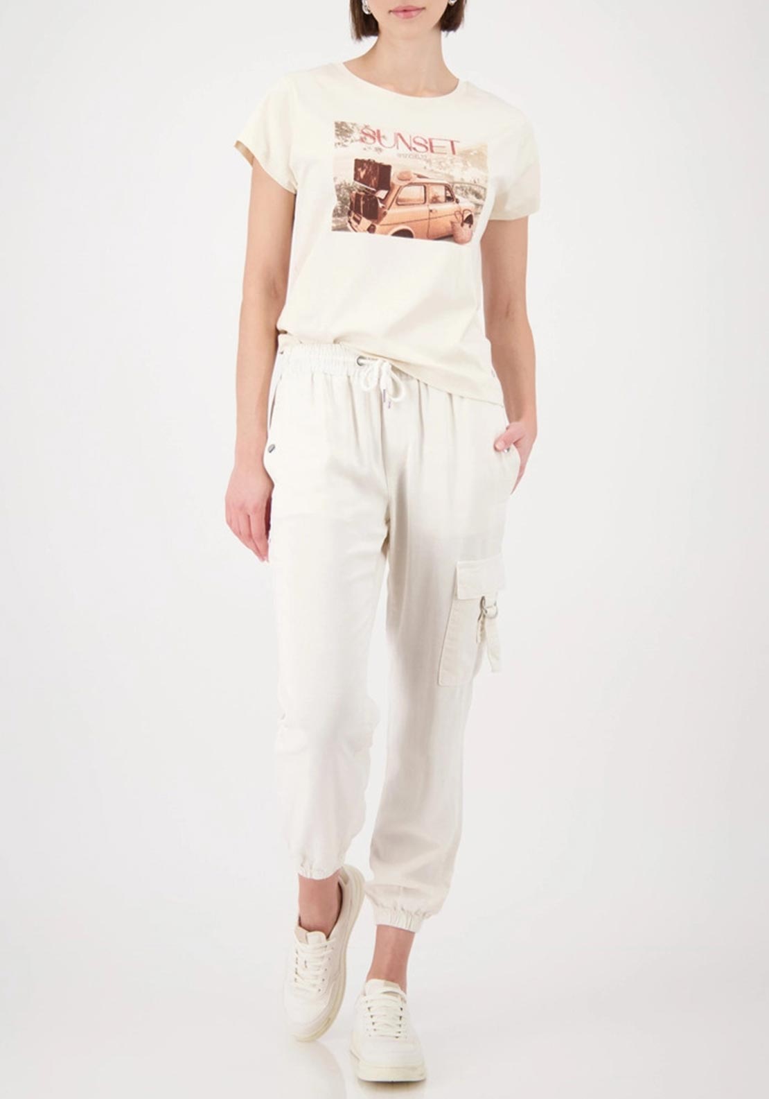 Monari Car Graphic Print T-Shirt, Cream