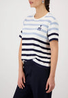 Monari Striped Knit Logo Top, Blue