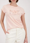 Monari Cotton Round Neck Diamante T-Shirt, Peach