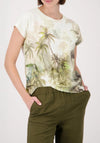 Monari Tropical Print with Rhinestone Detail T-Shirt, Green