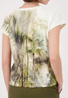 Monari Tropical Print with Rhinestone Detail T-Shirt, Green