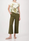 Monari Tropical Print with Rhinestone Detail T-Shirt, Green