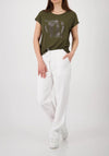 Monari Rhinestone Print T-Shirt, Olive Green