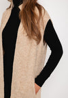Monari Hooded Long Open Knit Cardigan, Beige