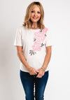 Monari Sequin Floral T-Shirt, Beige
