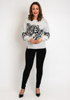 Monari Rhinestone Print Knitted Sweater, Gray