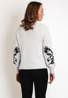 Monari Rhinestone Print Knitted Sweater, Gray