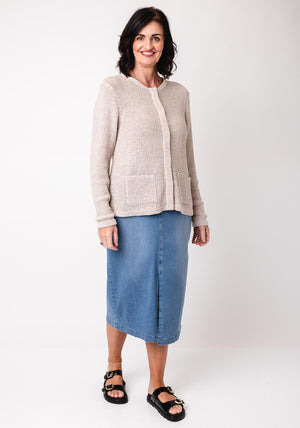 Monari Knit Buttoned Cardigan, Beige