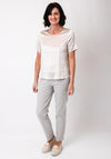 Monari Satin Short Sleeve Top, Champagne