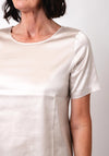 Monari Satin Short Sleeve Top, Champagne