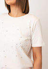 Monari Pearl & Rhinestone Detail T-Shirt, Beige