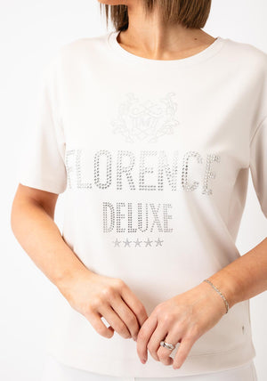Monari Rhinestone Print T-Shirt, Beige