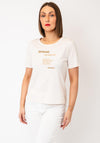 Monari Embellished Quote Front T-Shirt, Beige