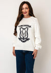 Monari Long Sleeve Badge Knit Jumper, White