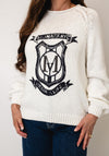 Monari Long Sleeve Badge Knit Jumper, White