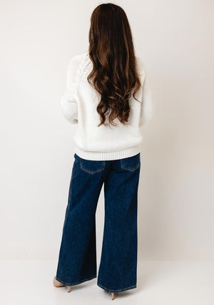 Monari Long Sleeve Badge Knit Jumper, White