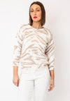 Monari Animal Print With Sequin Detail Jumper, Beige