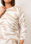Monari Animal Print With Sequin Detail Jumper, Beige