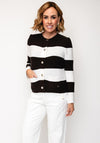 Monari Block Striped Knit Cardigan, Brown and White