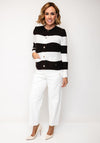 Monari Block Striped Knit Cardigan, Brown and White