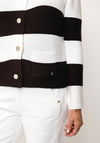 Monari Block Striped Knit Cardigan, Brown and White